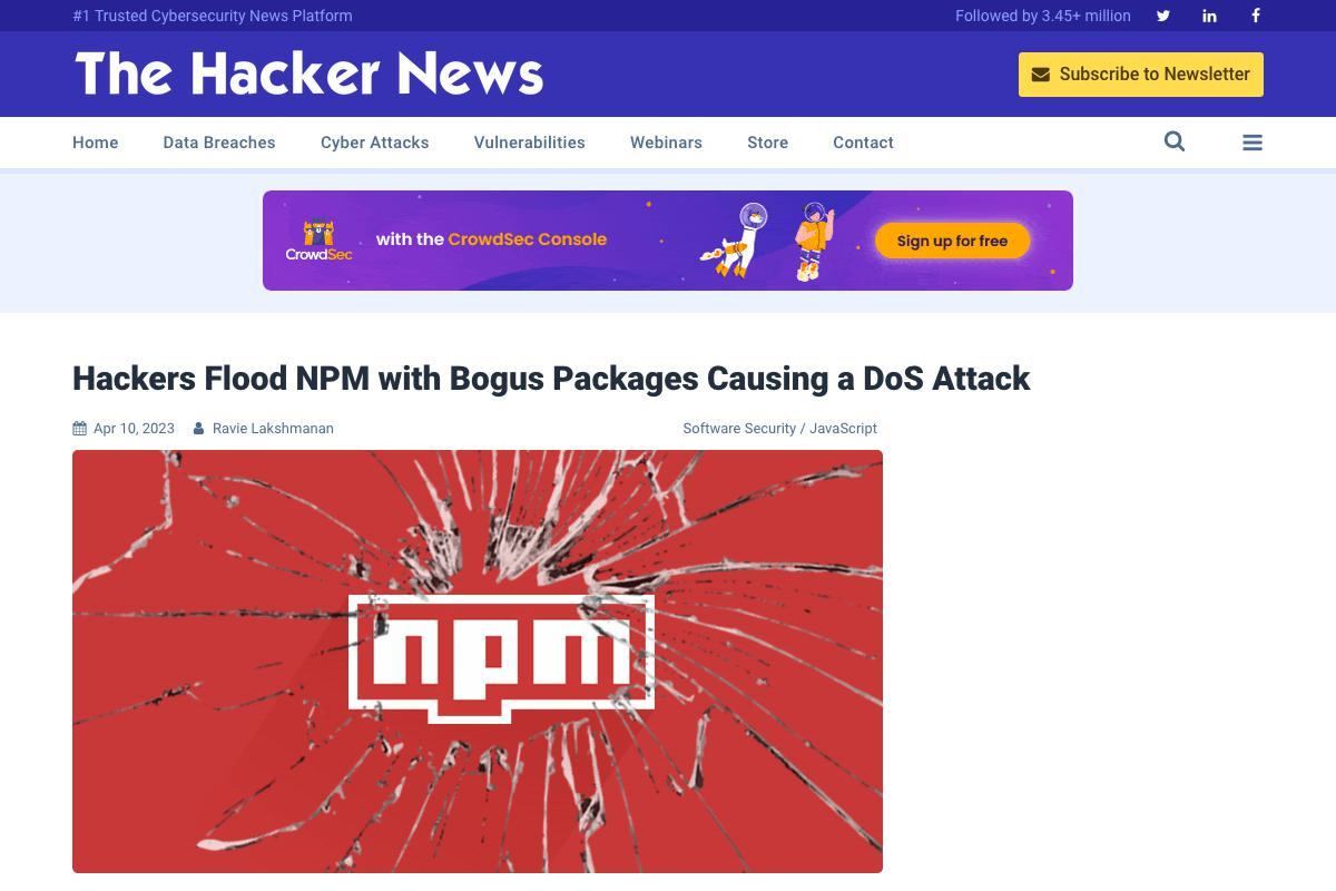 Hackers Flood NPM with Bogus Packages Causing a DoS Attack