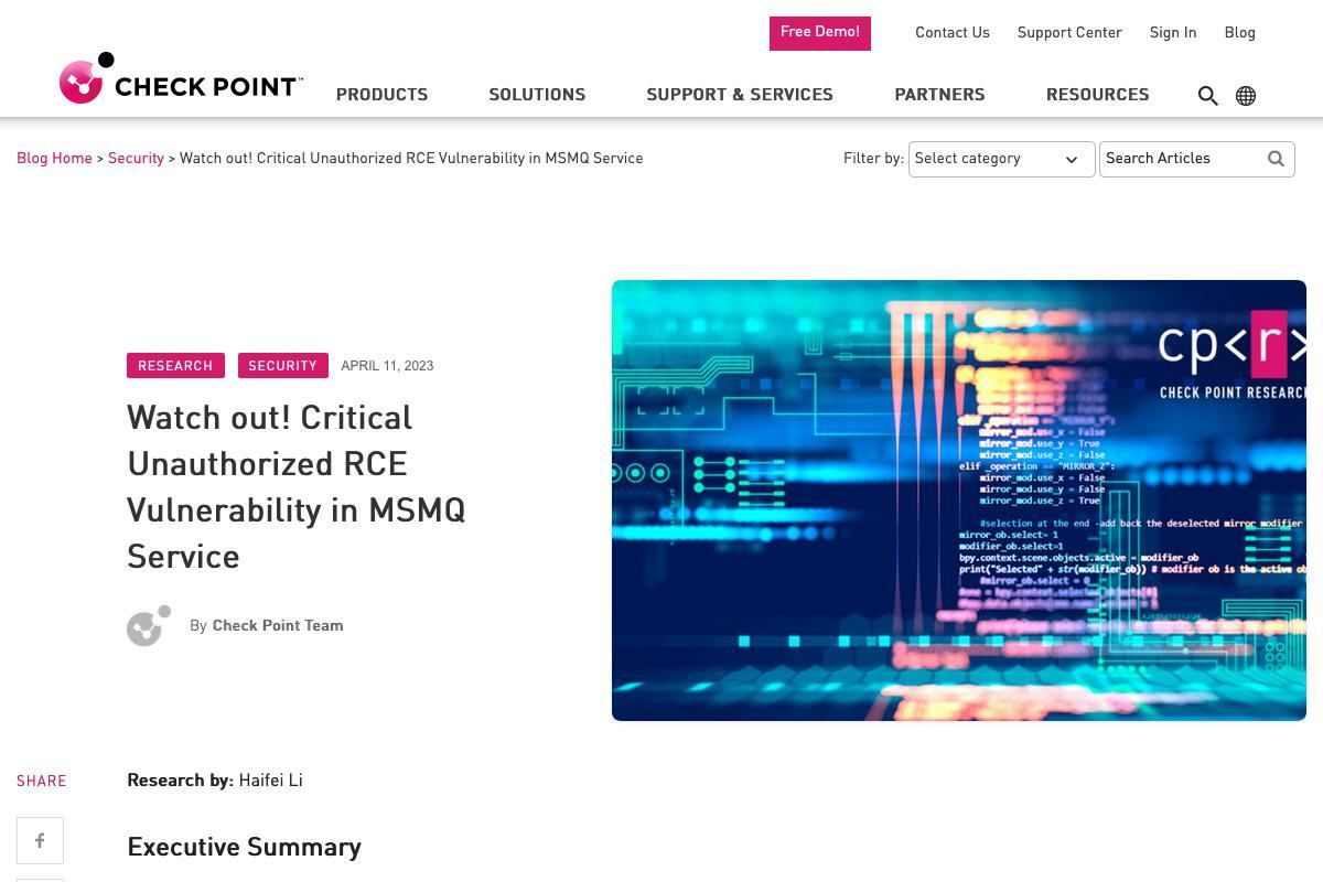 Watch out! Critical Unauthorized RCE Vulnerability in MSMQ Service - Check Point Software