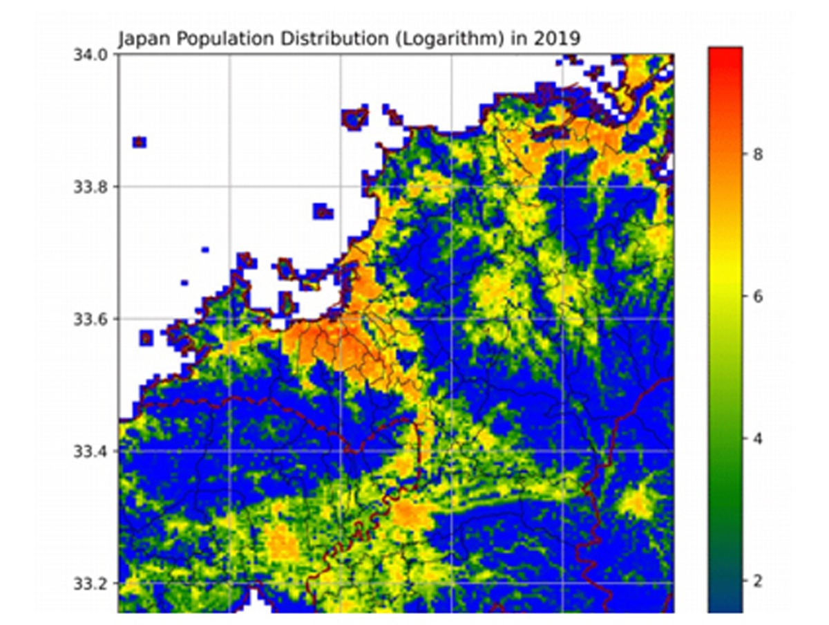 IWIと人口密度データを可視化するイメージ