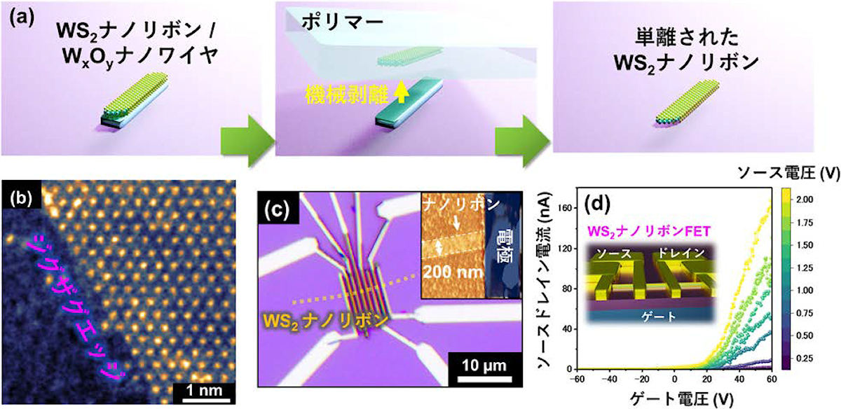 WS2ナノリボンの単離プロセス