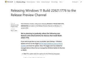 Windows 11 Moment 3アップデート、Release Previewチャネルに公開 - Microsoft