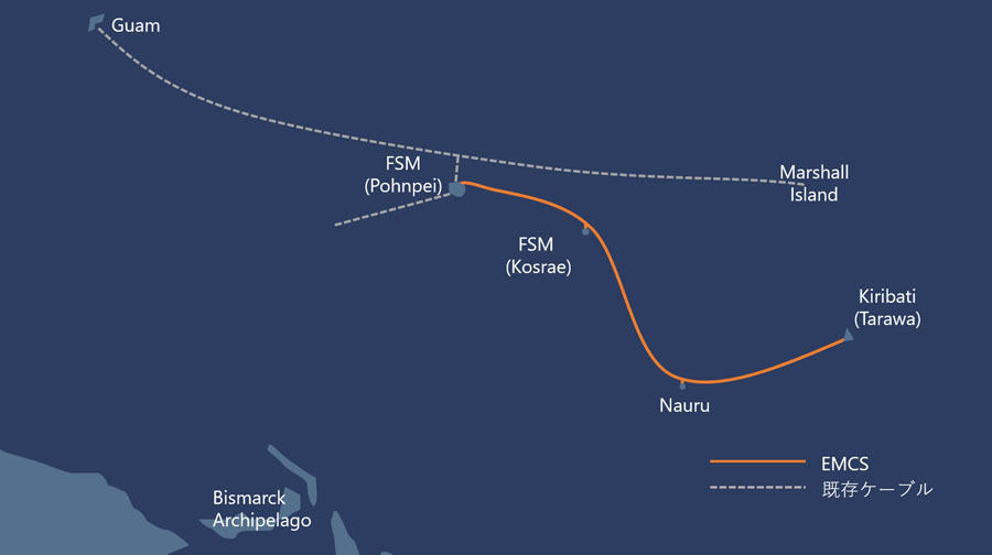 光海底ケーブルEMCSルート図