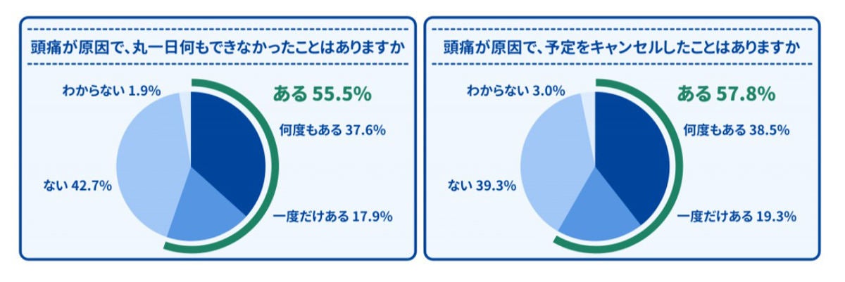 頭痛に関する質問調査結果グラフ