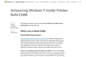 Windows 11 Insider Preview Build 23486が公開、パスキー対応を強化 - Microsoft