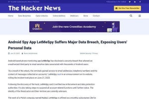Androidスパイアプリ「LetMeSpy」が情報漏洩、23万台以上に影響