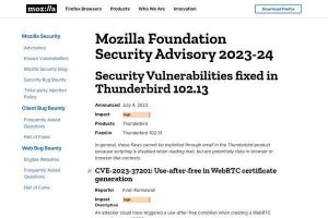 FirefoxとThunderbirdに重要な脆弱性、アップデートを