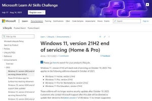 Windows 11バージョン21H2サポート終了、Microsoftから注意喚起