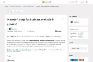企業用ブラウザ「Microsoft Edge for Business」がプレビュー公開