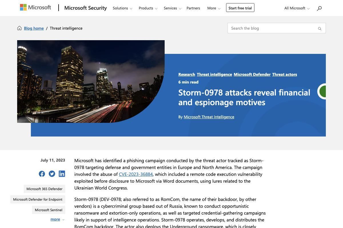 Storm-0978 attacks reveal financial and espionage motives｜Microsoft Security Blog