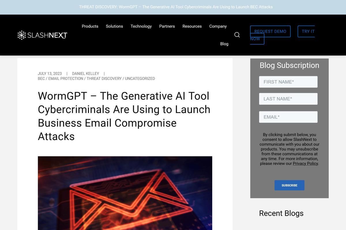 WormGPT - The Generative AI Tool Cybercriminals Are Using to Launch BEC Attacks｜SlashNext