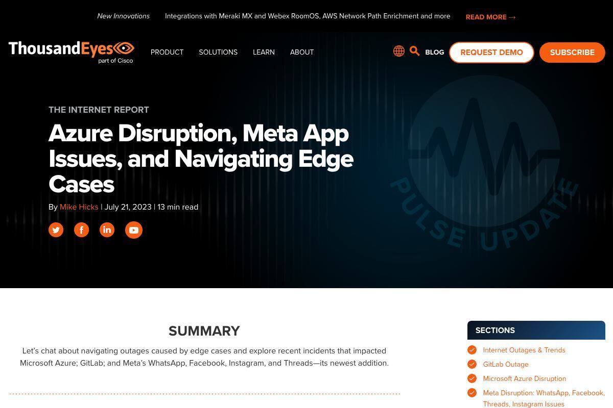 Azure Disruption、Meta App Issues、and Navigating Edge Cases