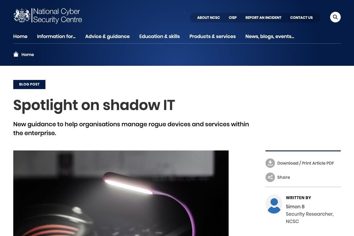 New guidance on shadow or grey IT in organisations - NCSC.GOV.UK