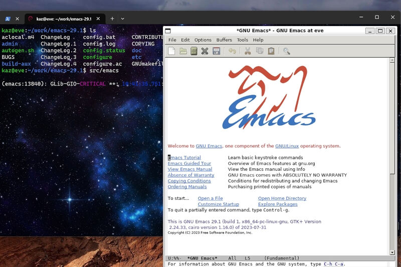 WSL 2で実行したEmacs バージョン29.1