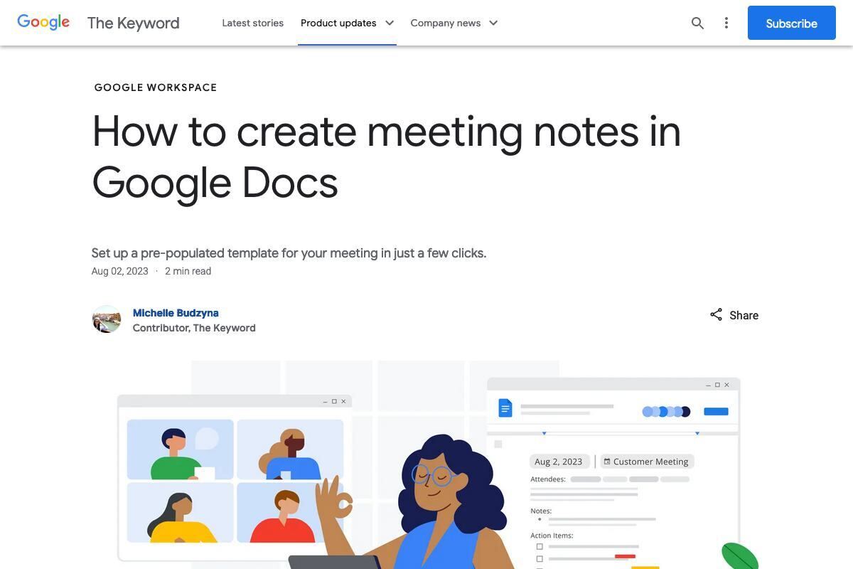 How to create meeting notes in Google Docs