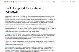 WindowsにおけるCortanaサポートの終了を発表、Microsoft