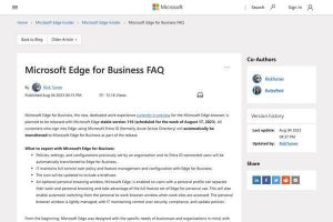 Microsoft、「Microsoft Edge for Business」のよくある質問をFAQで発表