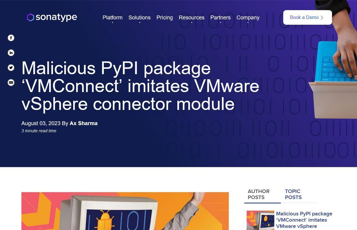 Malicious PyPI package ‘VMConnect’ imitates VMware vSphere connector module