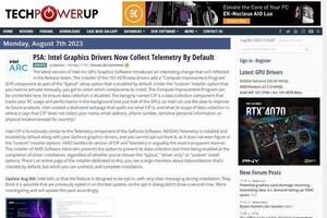 Intel、最新のグラフィックソフトウェアで情報収集機能を有効化か？