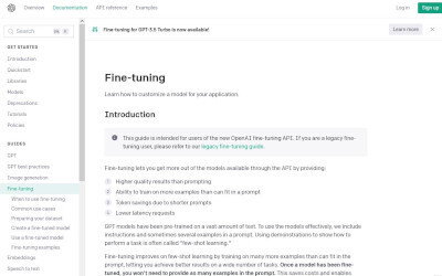 OpenAI fine-tuning APIのドキュメンテーション