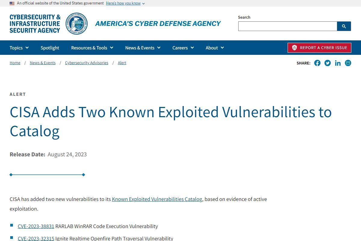 CISA Adds Two Known Exploited Vulnerabilities to Catalog｜CISA