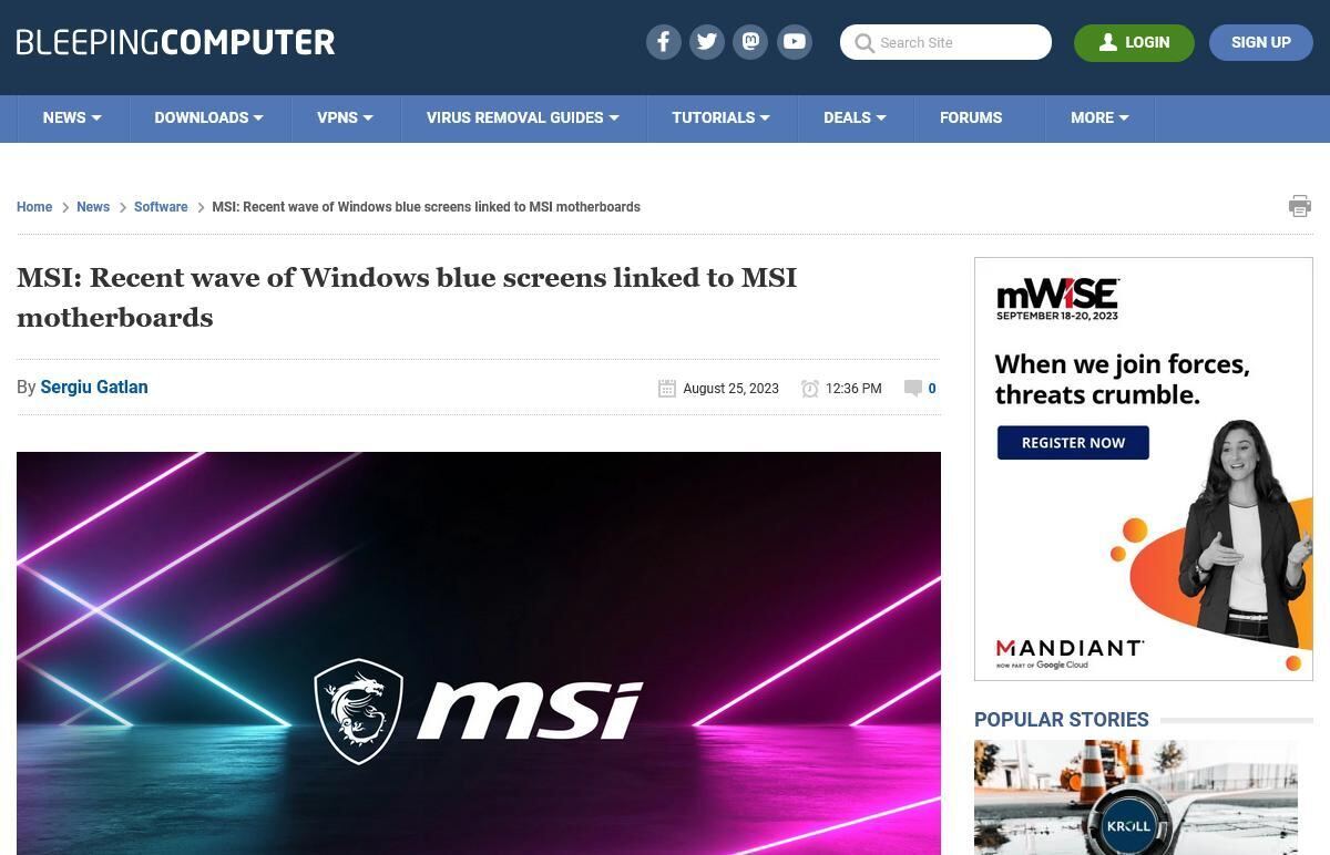 MSI: Recent wave of Windows blue screens linked to MSI motherboards