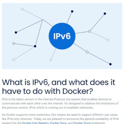 Docker Hub Registry IPv6 Support Now Generally Available