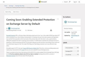 Microsoft Exchangeの拡張保護、次の累積更新プログラムから標準で有効