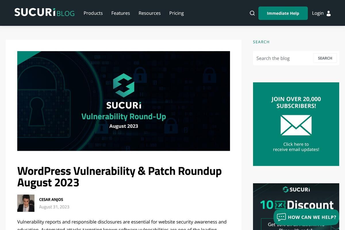 WordPress Vulnerability & Patch Roundup August 2023