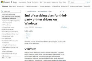 Microsoft、レガシープリンタドライバのサービス終了を発表