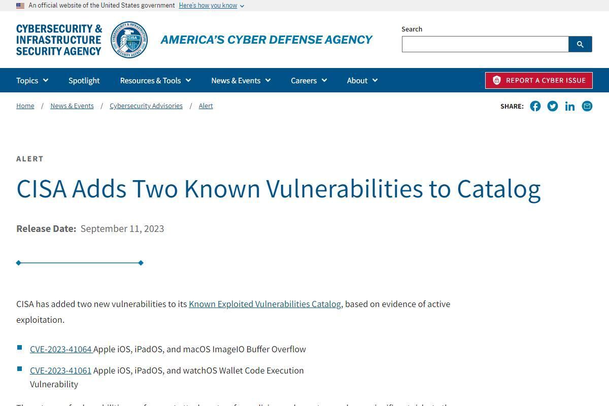 CISA Adds Two Known Vulnerabilities to Catalog｜CISA