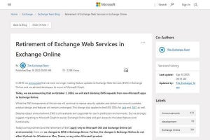 Microsoft、Exchange OnlineのExchange Web Services(EWS)を廃止