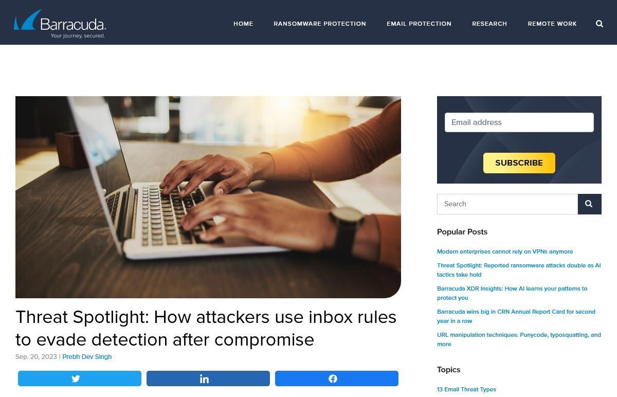 Threat Spotlight: How attackers use inbox rules to evade detection after compromise