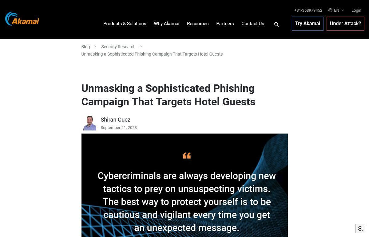 Unmasking a Sophisticated Phishing Campaign That Targets Hotel Guests｜Akamai