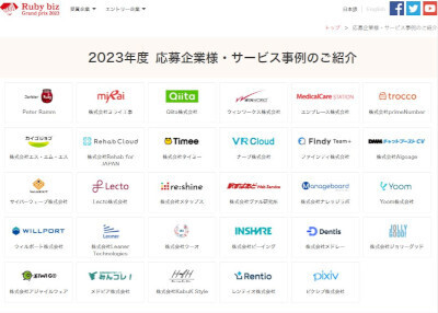 2023年度応募企業29件のサービス事例(公式Webサイト)