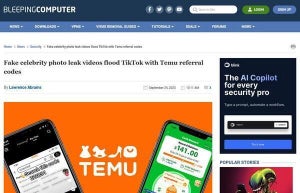 TikTokに中国の通販サイト「Temu」の紹介報酬狙う偽の動画があふれている、注意を