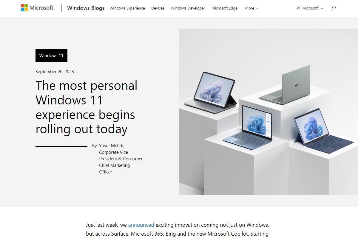 The most personal Windows 11 experience begins rolling out today｜Windows Experience Blog