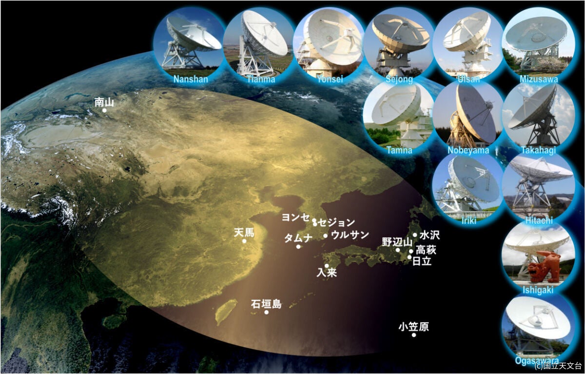 EAVNに属する電波望遠鏡群。