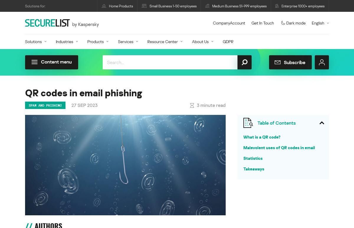 Use of QR codes in email phishing｜Securelist