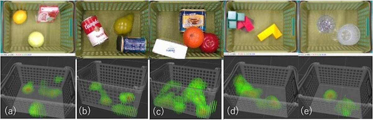 提案手法により、画像から物体間に働く大まかな力分布を想起した様子