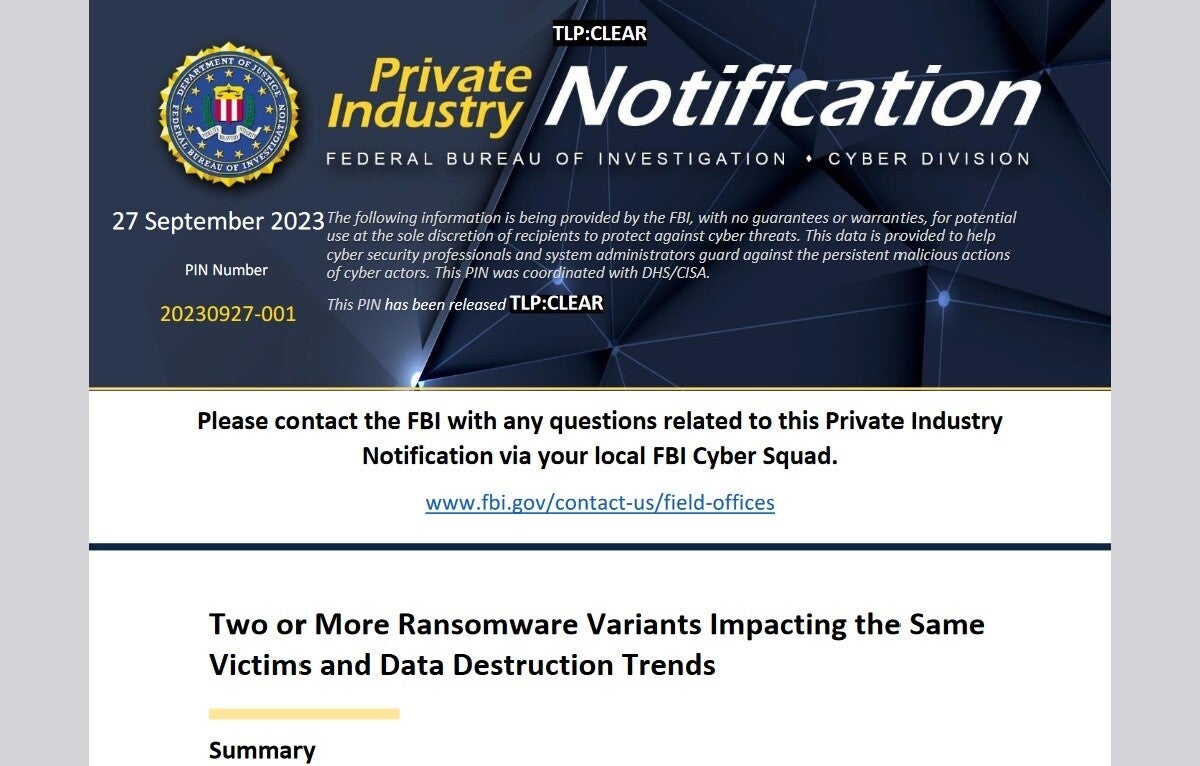2つ以上のランサムウェア用いたサイバー攻撃に注意、FBIが警戒呼びかけ 