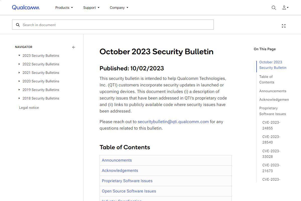 Security Bulletins｜Qualcomm Documentation