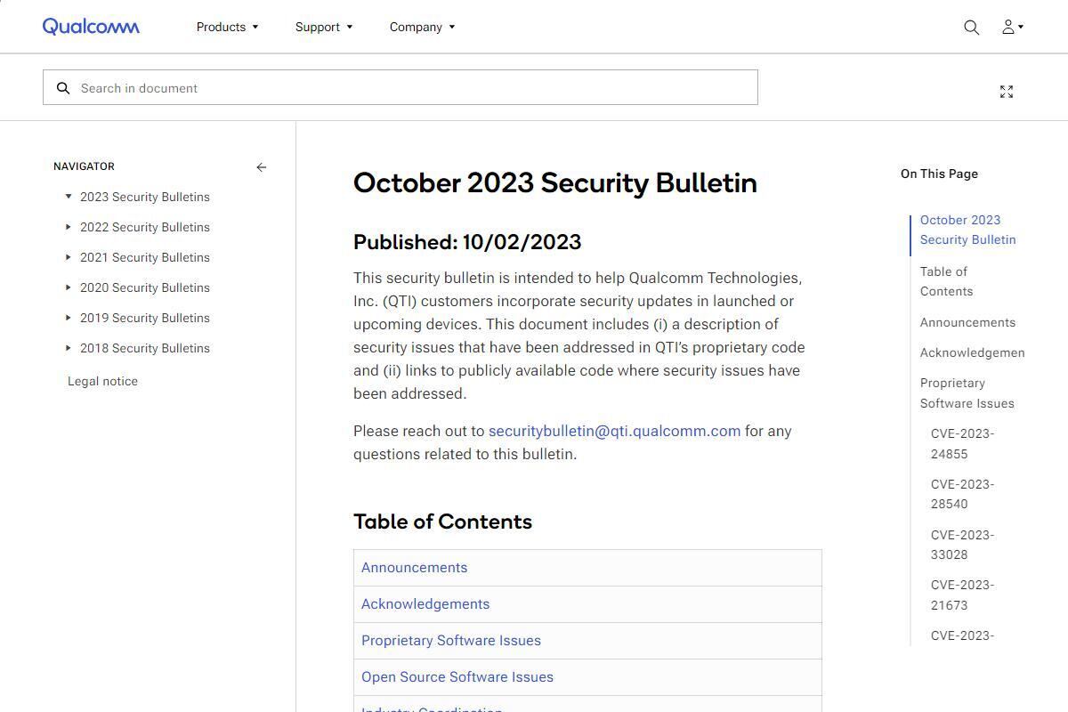 Security Bulletins｜Qualcomm Documentation