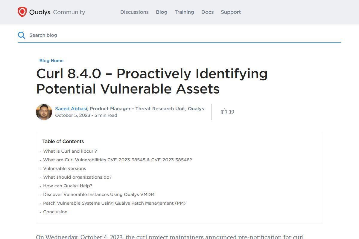 Curl 8.4.0 - Proactively Identifying Potential Vulnerable Assets｜Qualys Security Blog