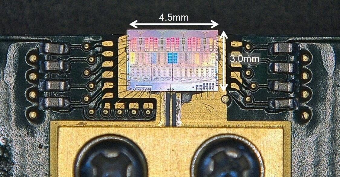 今回NECが開発した150GHz帯4チャンネル送信ICチップ