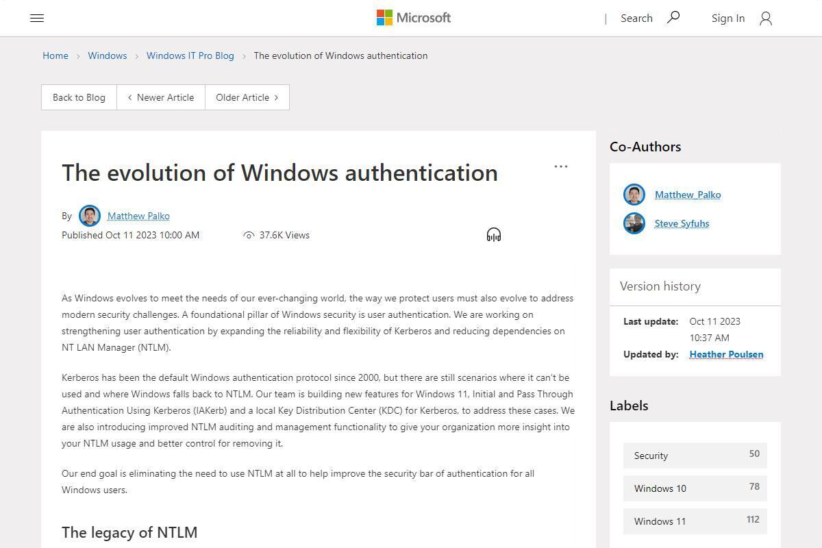 The evolution of Windows authentication｜Windows IT Pro Blog