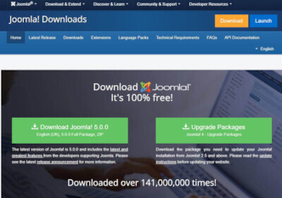 「Joomla 5.0」ダウンロードページ