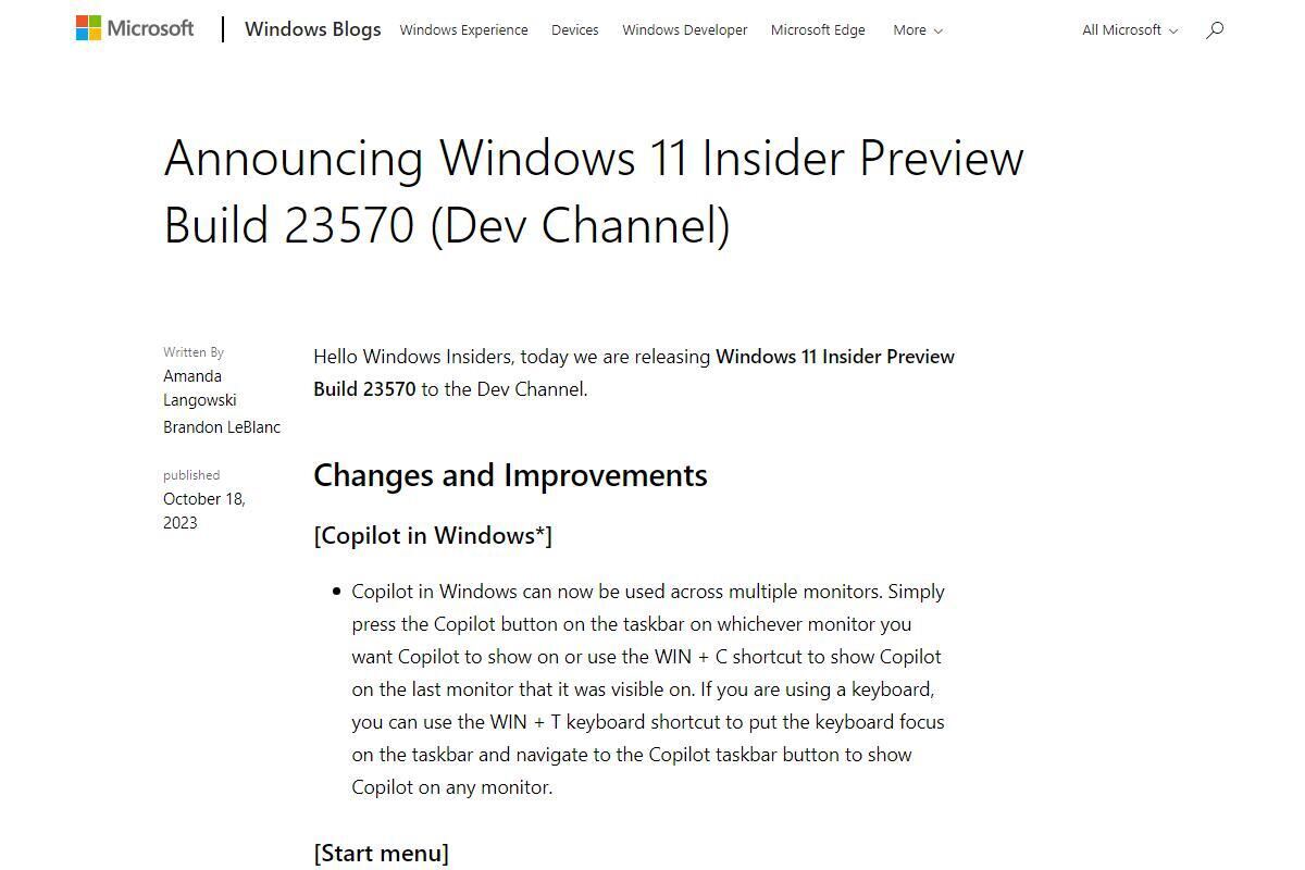 Announcing Windows 11 Insider Preview Build 23570 (Dev Channel)｜Windows Insider Blog