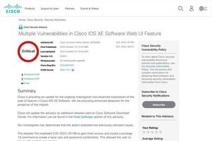 シスコのネットワークOS「 IOS XE」に複数の重大な脆弱性、すぐに更新を