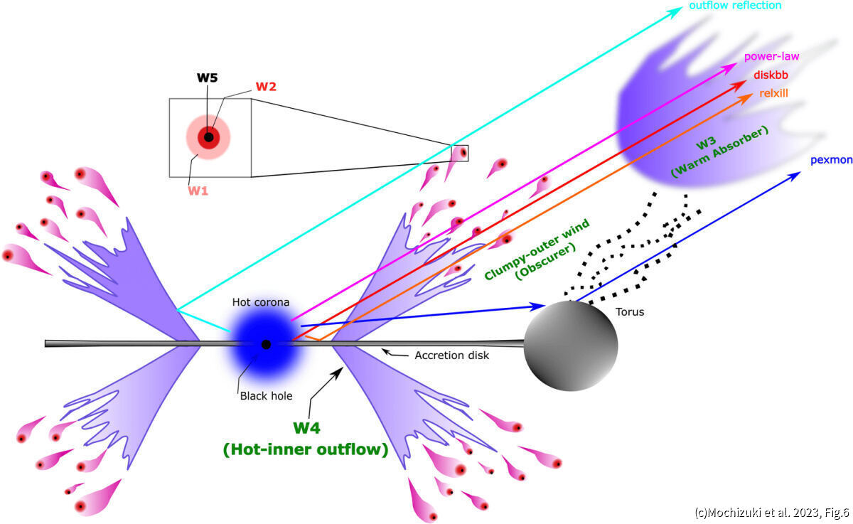 Mrk 766の中心構造の概略図(Mochizuki et al. 2023, Fig.6)