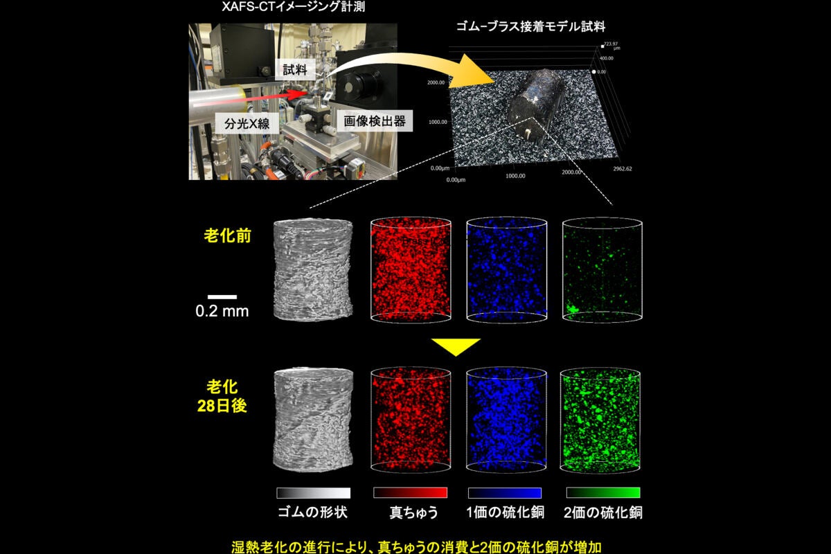 ゴムに真ちゅう粒子を混ぜ込んだ接着モデル材料に対するXAFS-CTイメージング